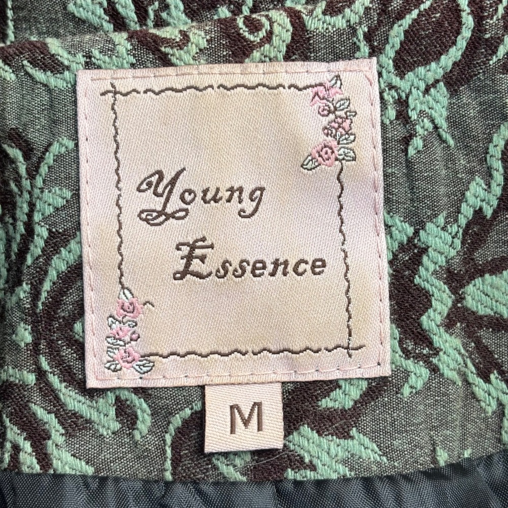 Anthropologie Young Essence Jacquard Embroidered 2-Button Blazer Green Sz M - Picture 7 of 8